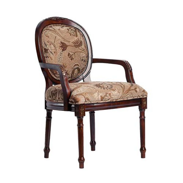 Traditional Oval Back Chair with Intricate Floral Carving, image 1