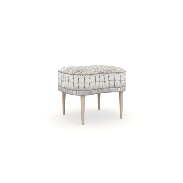 Caracole Upholstery Soft Silver Leaf Ottoman, image 1