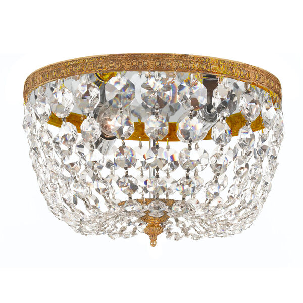 Richmond Olde Brass Two-Light Clear Italian Crystal Basket, image 1