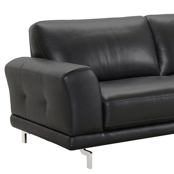 Everly Brushed Stainless Steel Black Sofa, image 4