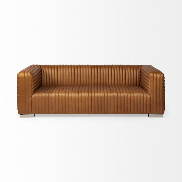 Ricciardo Cognac Leather Three Seater Sofa, image 2