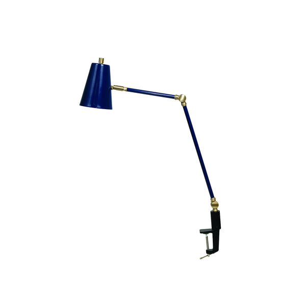 Aria Navy Blue Satin Brass 18-Inch LED Table Lamp, image 1