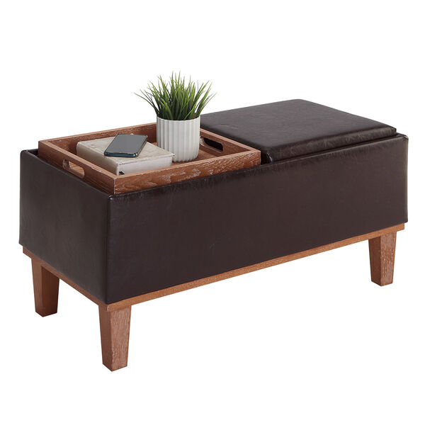 Brown Designs4Comfort Brentwood Storage Ottoman with Reversible Tray, image 5