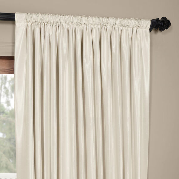 Ivory 84 x 100 In. Blackout Double Wide Vintage Textured Faux Dupioni Curtain Single Panel, image 3