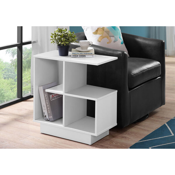 White 12-Inch Accent Table with Four Open Shelves, image 2