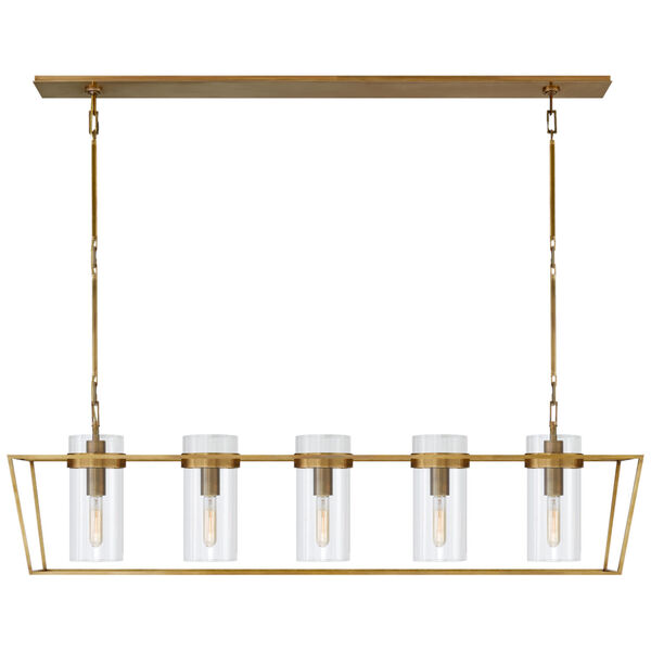 Presidio Large Linear Lantern in Hand-Rubbed Antique Brass with Clear Glass by Ian K. Fowler, image 1