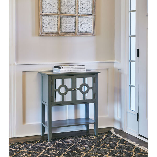 Gray Accessory Cabinet with Mirrored Front, image 1