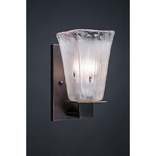 Apollo Dark Granite 5-Inch One Light Wall Sconce with Square Frosted Crystal Glass, image 1
