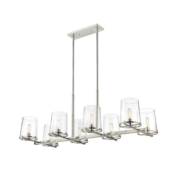 Callista Polished Nickel Eight-Light Chandelier with Clear Glass Shade, image 1