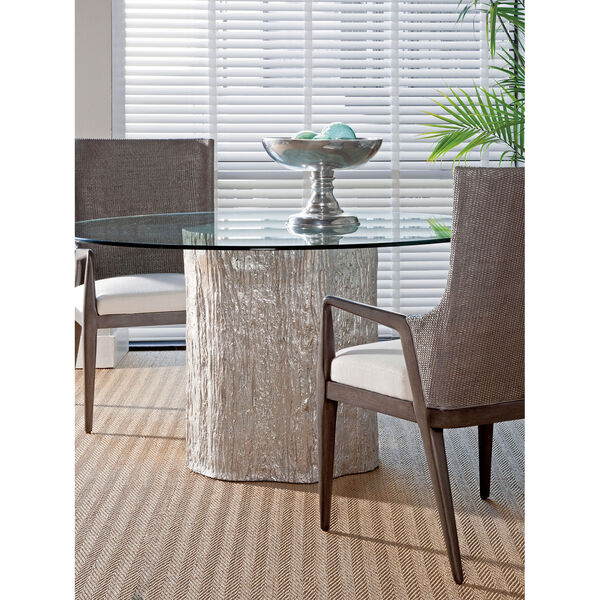 Signature Designs  Silver Leaf Trunk Segment Round Dining Table With Glass Top, image 2