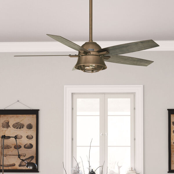 Hampshire Weathered Copper 52-Inch Two-Light LED Ceiling Fan with Handheld Remote, image 5