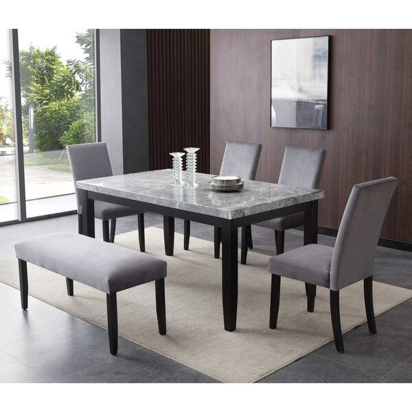 Napoli Black and Gray Marble Top Dining Table, image 6