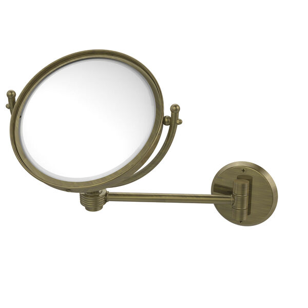 8 Inch Wall Mounted Make-Up Mirror 4X Magnification, Antique Brass, image 1