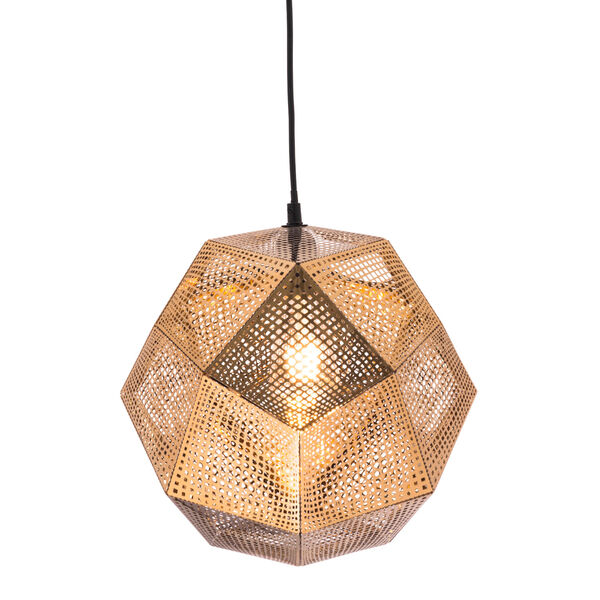 Bald Gold Perforated Metal One-Light Pendant, image 3
