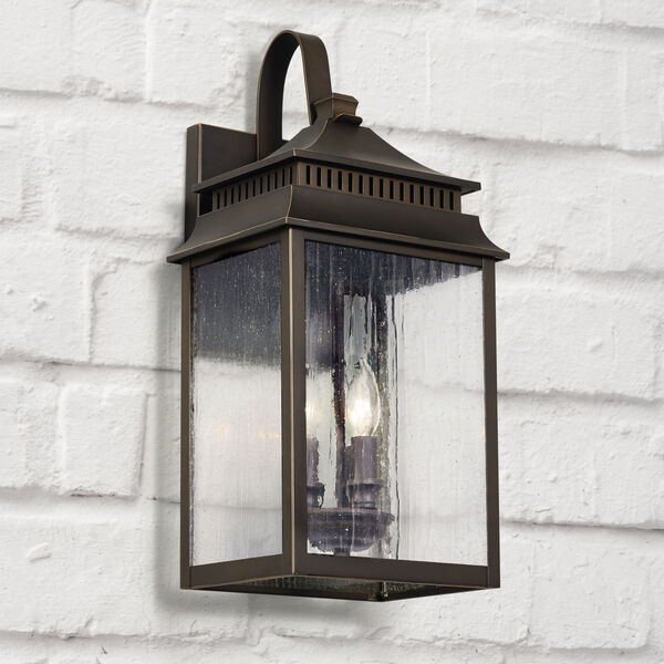Sutter Creek Oiled Bronze Three-Light Outdoor Wall Mount with Antiqued Water Glass, image 2