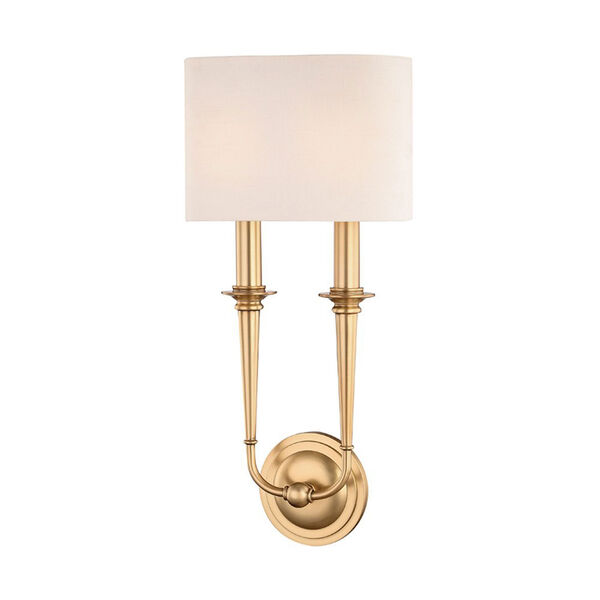 Lourdes Aged Brass 9-Inch Two-Light Wall Sconce, image 1