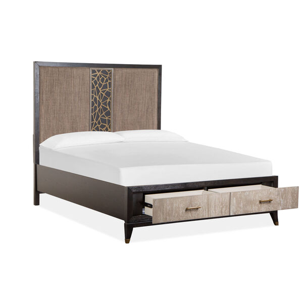 Ryker Nocturn Black and Coventry Gray Complete Panel Storage Bed with Upholstered Headboard, image 5