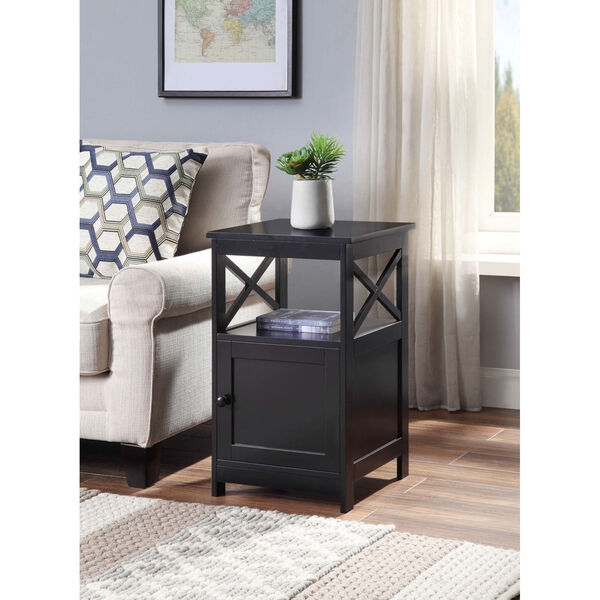 Oxford Black End Table with Cabinet, image 1