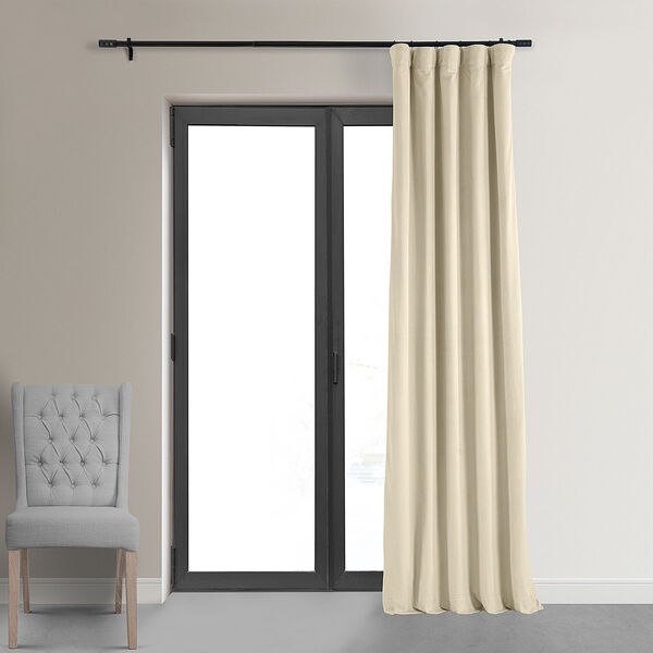 Alabaster Beige Blackout Velvet Pole Pocket Single Panel Curtain 50 x 84, image 8