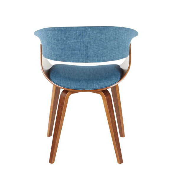 Vintage Mod Walnut and Blue Accent Chair, image 4