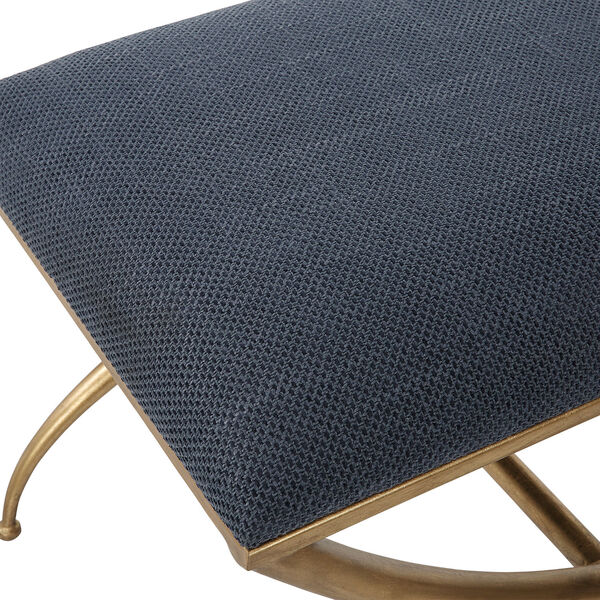 Crossing Gold and Navy Blue Small Bench, image 2