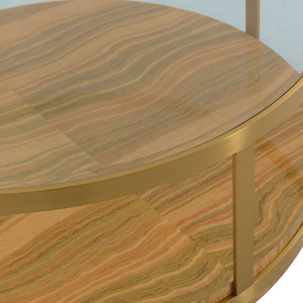Hattie Glass Top Brushed Gold Coffee Table, image 2