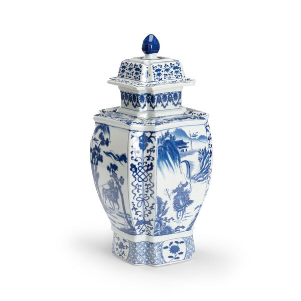 Blue and White Jin Dynasty Covered Urn, image 1