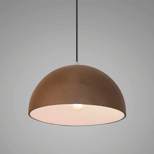 Radiance Terra Cotta Brushed Nickel Metal One-Light Dome Pendant with Black Cord - (Open Box), image 2