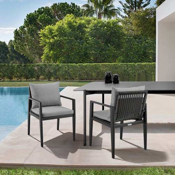 Grand Black Outdoor Dining Arm Chair, image 2
