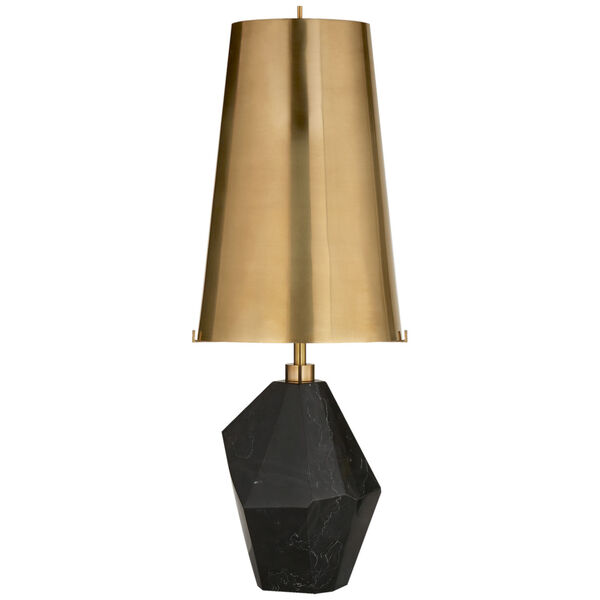 Halcyon Accent Table Lamp in Black Cremo Marble with Antique-Burnished Brass Shade by Kelly Wearstler, image 1