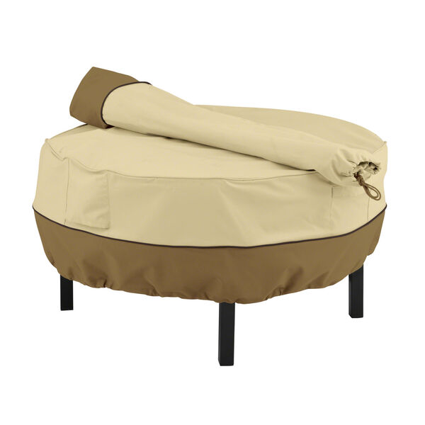 Ash Beige and Brown Pit Grill Cover and Storage Bag, image 1