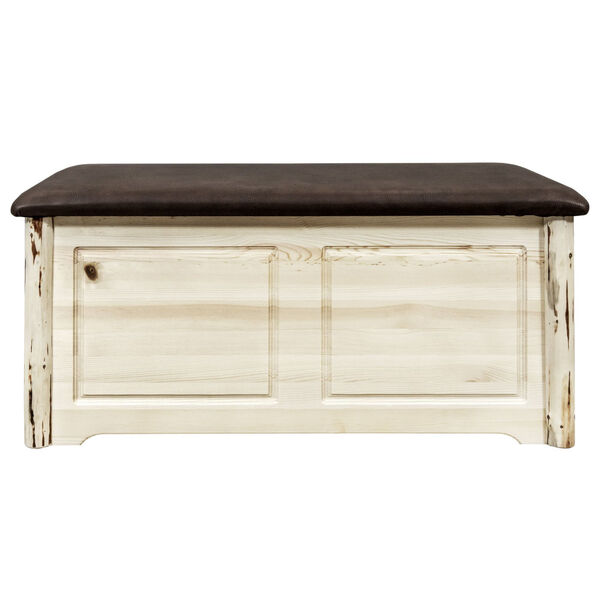 Montana Clear Lacquer Blanket Chest with Saddle Upholstery, image 2