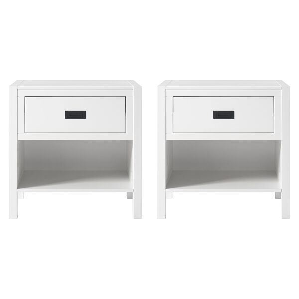 Lydia White Single Drawer Solid Wood Nightstand, Set of Two, image 4