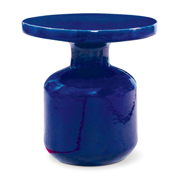 Ceramic Blue Bottle Accent Table in Navy, image 1