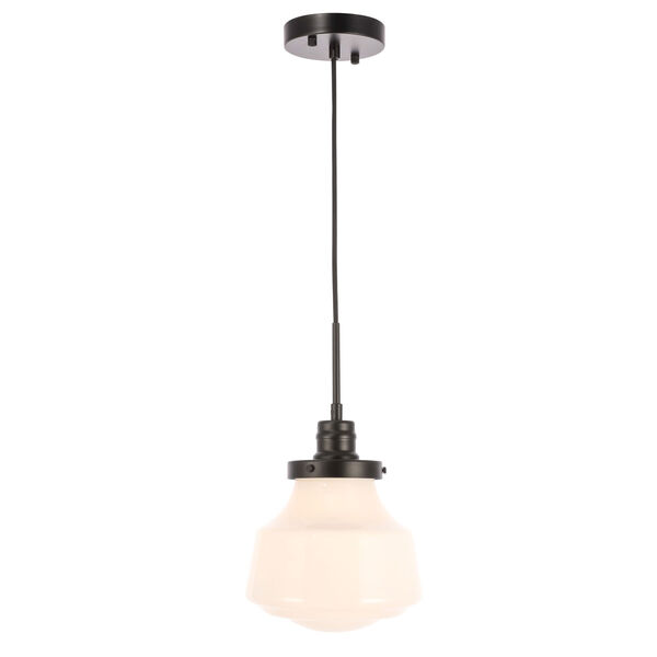 Lyle Black Eight-Inch One-Light Mini Pendant with Frosted White Glass, image 4