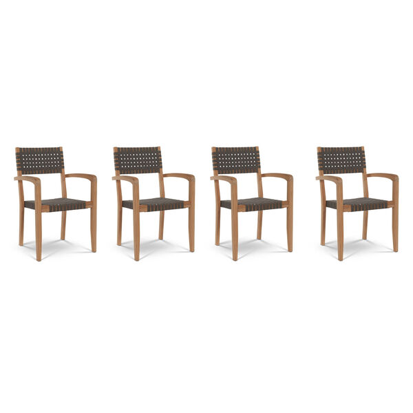 Herning Brown Square Teak Table Outdoor Dining Set, 5-Piece, image 3