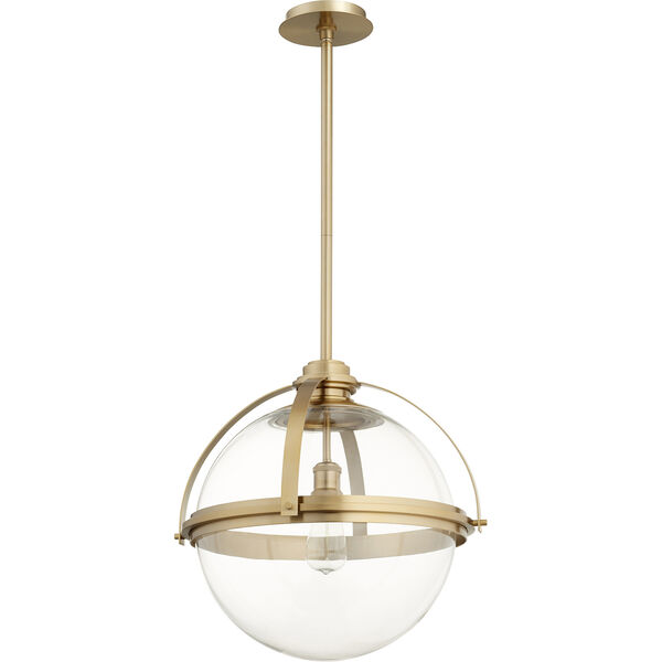 Aged Brass One-Light 19.5-Inch Pendant, image 1