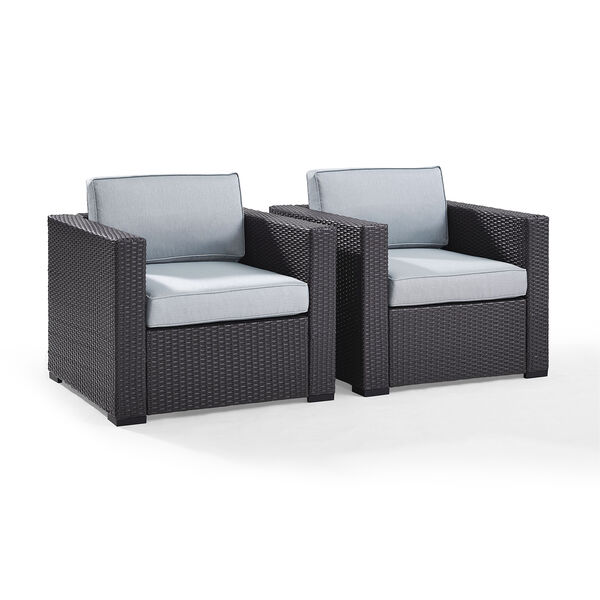 Biscayne 2 Person Outdoor Wicker Seating Set in Mist - Two Outdoor Wicker Chairs, image 1
