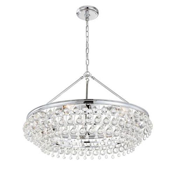 Hopewell Polished Chrome 30-Inch Six-Light Chandelier with Clear Crystal, image 1