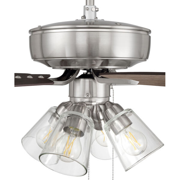 Pro Plus Brushed Polished Nickel 52-Inch Four-Light Ceiling Fan with Clear Glass Bell Shade, image 7