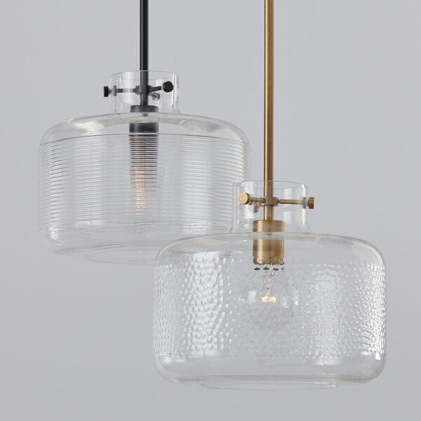Brighton Matte Black One-Light Pendant with Clear Ribbed Glass, image 5