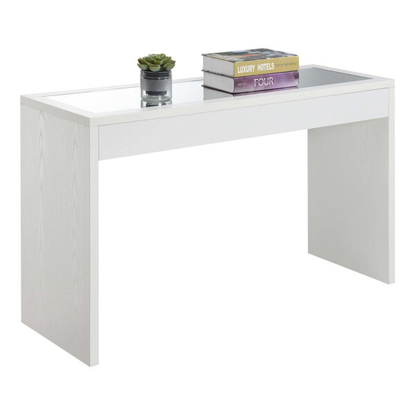 Northfield White Honeycomb Particle Board Mirrored Console Table, image 1