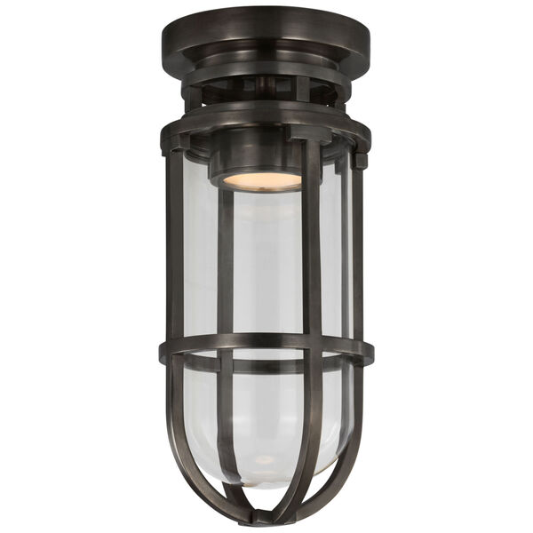 Gracie Tall Flush Mount in Bronze with Clear Glass by Chapman  and  Myers, image 1