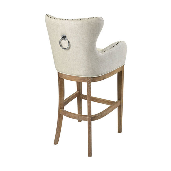 Roxie Cream and Reclaimed Oak Linen Bar Chair, image 2