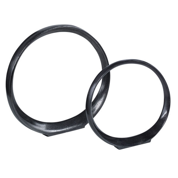 Orbits Black Ring Sculpture, Set of 2, image 3
