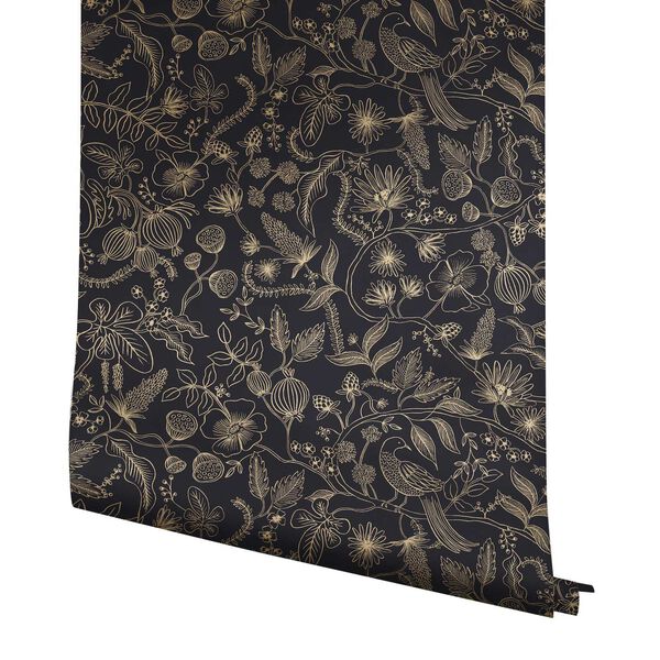 Aviary Black and Gold Peel and Stick Wallpaper, image 4