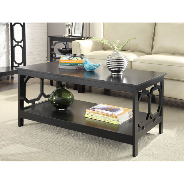 Selby Black Coffee Table with Bottom Shelf, image 1