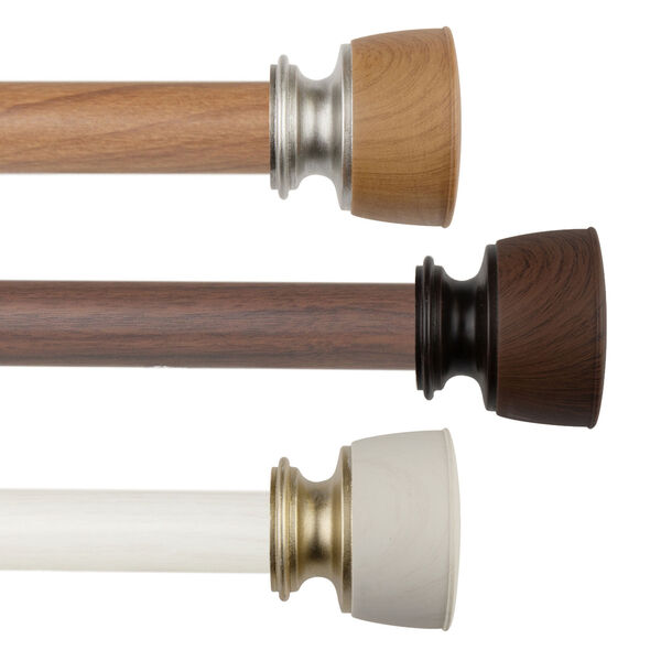 Nuno Pearl White 28-48 Inch Faux Wood Curtain Rod, image 4