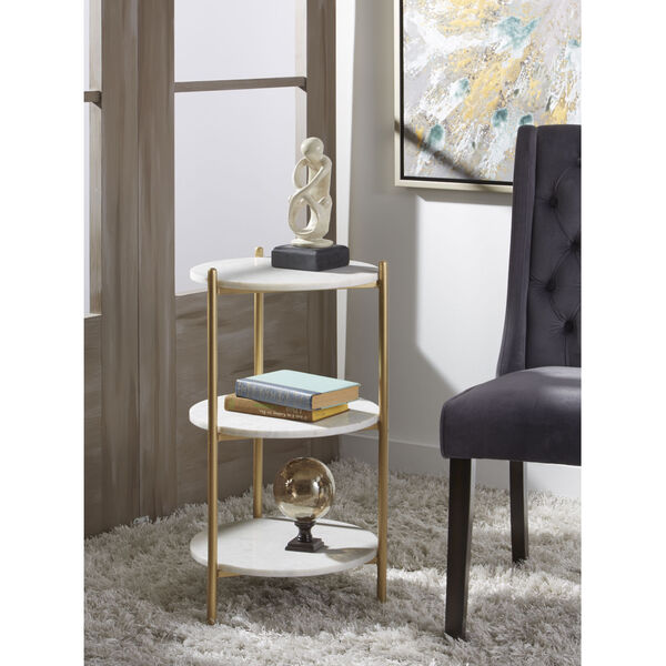 White and Gold 16-Inch Accent Table, image 4