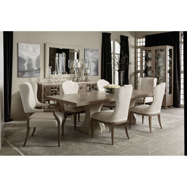 Santa Barbara Sandstone Wood and Fabric Dining Arm Chair, image 3